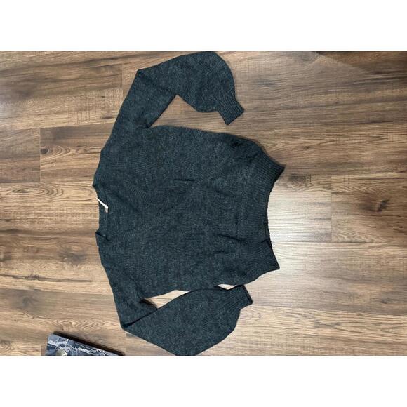 Free People Dark Green Karina Faux Wrap V-Neck Knit Sweater xs - Picture 2 of 5